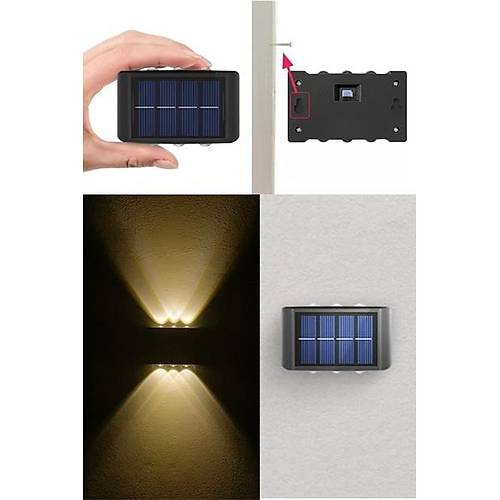 BUFFER 6 Ledli Solar Gne Enerjili Aplik Led, Dekoratif Duvar Monteli Gn I Led