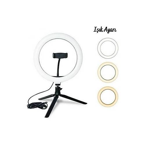 BUFFER 10in 26cm Youtube Instagram Tiktok Selfie  Stdyo Video Fotoraf Ring Light  Tripod Led Hal