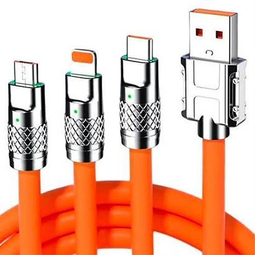 BUFFER 3 in 1 Type-C + Micro Usb + Lightning Hzl arj Kablosu Silikon Kablo 1 Metre Opp Ambalaj