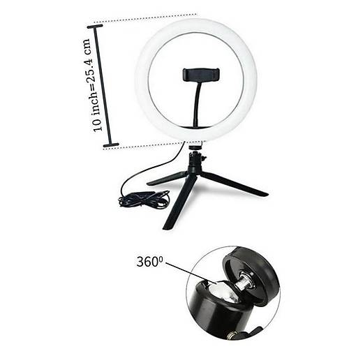 BUFFER 10in 26cm Youtube Instagram Tiktok Selfie  Stdyo Video Fotoraf Ring Light  Tripod Led Hal