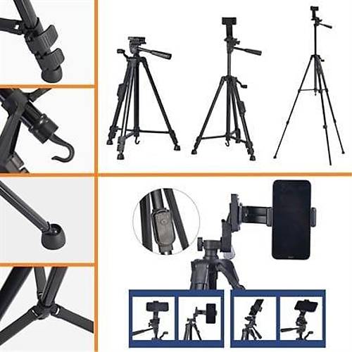 BUFFER Telefon ve Fotoraf Makinas Taklabilen Bluetooth Kumandal 146 cm Tripod