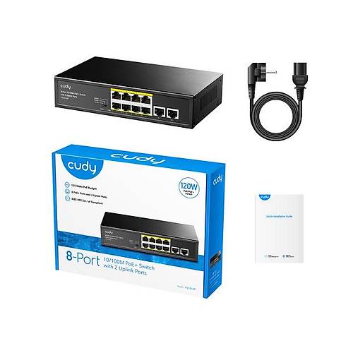 CUDY 8Port 10/100M PoE+ 2Up 80W Switch