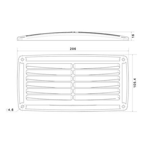 Plastik havalandrma beyaz plastik 206mmx106mm