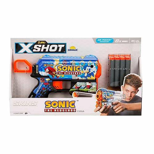 36648 X-Shot Skins Flux Sonic The Hedgehog 8 Mermili S�nger Dart Atan Silah 21 cm -Sunman