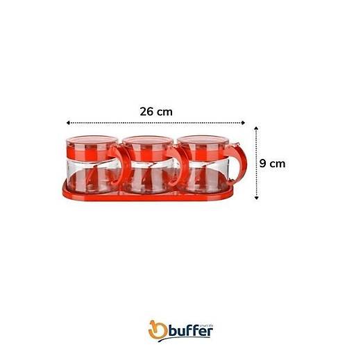 BUFFER  Krmz 3l Standl Kapakl Kakl Cam Hava Szdrmaz Baharatlk Takm  KC-386