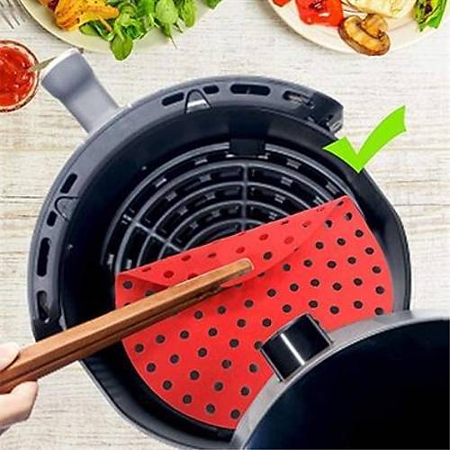 BUFFER Renkli Isya Dayankl Ykanlabilir Silikon Frn Ve Airfryer Yuvarlak Piirme Mat 23 Cm