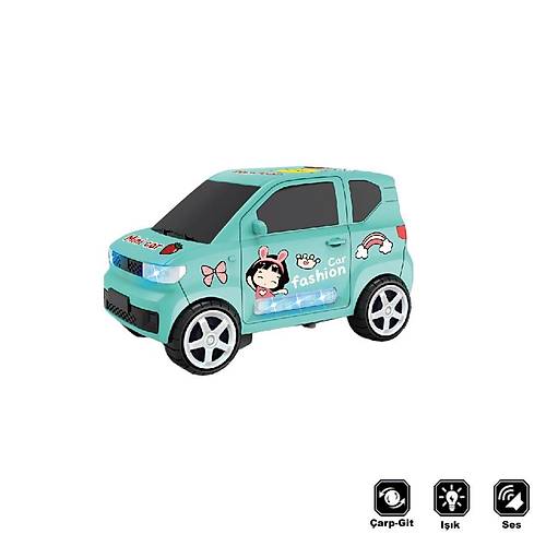 ZR169-2 I��kl� M�zikli �arp D�n �st� A��k Renkli Araba -Vardem Oyuncak