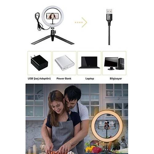 BUFFER 10in 26cm Youtube Instagram Tiktok Selfie  Stdyo Video Fotoraf Ring Light  Tripod Led Hal