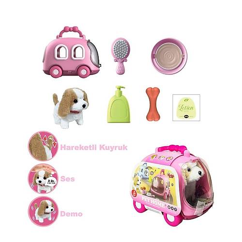JND-6802 Ta��ma Araba �antal� Hareketli Pilli K�pek Set -Vardem Oyuncak