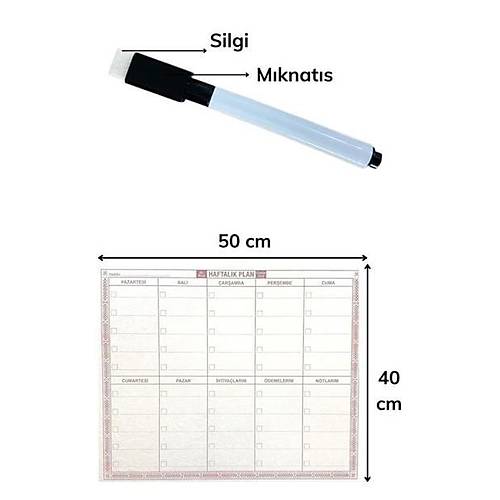 BUFFER effaf Kendiliinden Yapkanl Kalemli Haftalk Planlayc 40cm-50cm