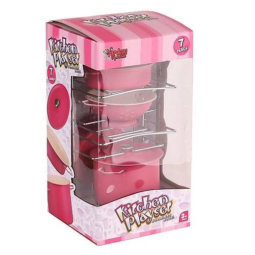 ATF-683G-6 Rafl� Pembe Emaye Tencere Tava Seti 7 Par�a -Vardem