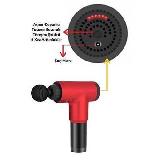 BUFFER 4 Balkl 6 Seviye Hz Ayarl Vurmal Kas Yourmal Titreimli Masaj Tabancas Aleti