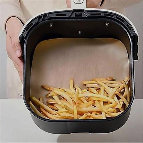 50 Adet Air Fryer Piirme Kad Tek Kullanmlk Ya Su Geirmez Yapmaz Deliksiz Dz Kare Model