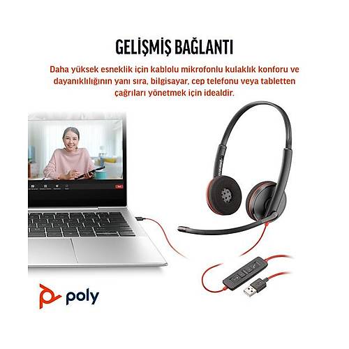 Poly BW 3220 Stereo USB-C HS +USB-C/A