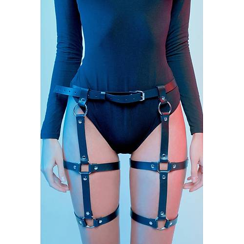 ift Sral Halkal Deri Fantazi Harness Jartiyer 1176