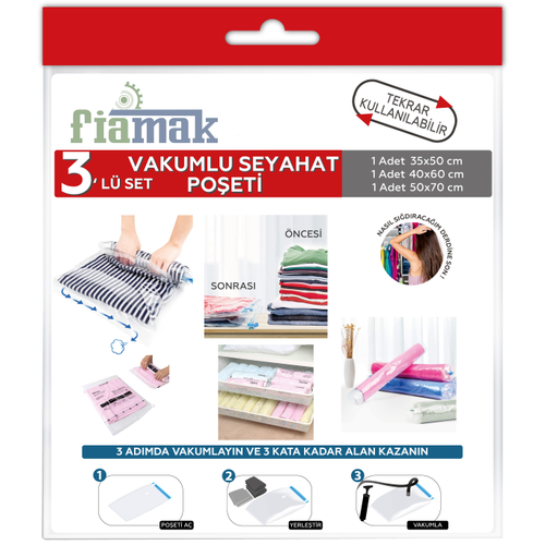 Seyahat Poeti - Vakumlu Hur Torbas - Pratik,Yer Kaplamaz - 3'l Set