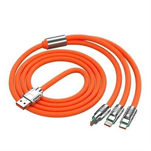 BUFFER 3 in 1 Type-C + Micro Usb + Lightning Hzl arj Kablosu Silikon Kablo 1 Metre Opp Ambalaj