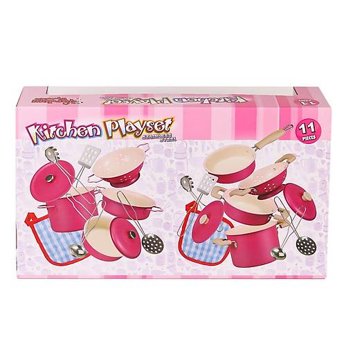 3815-6A Emaye Tencere 11 Par�a Pembe -Vardem Oyuncak