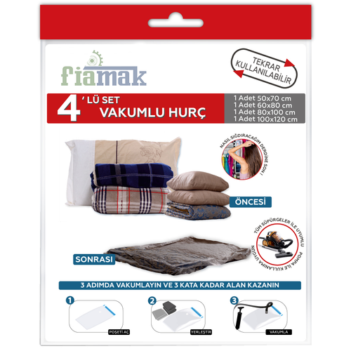 Vakumlu Hur Torbas - Pratik,Yer Kaplamaz - 4'l Set