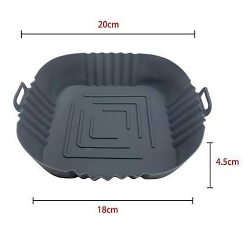 BUFFER Renkli Isya Dayankl Ykanlabilir Silikon Frn  Airfryer Kare Model Piirme Mat 20 cm