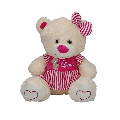 8334 Oturan �izgili Elbiseli Pelu� Ay� 40 cm -Sunman