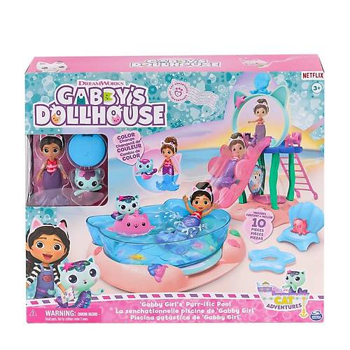 6067878 Gabbys Dollhouse Gabby ve Mercat Purr-ific Havuz Oyun Seti