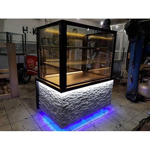 Dik Caml Pasta Tehir Dolab 120 CM: Pastane ve Kafeler in Estetik Souk Tehir