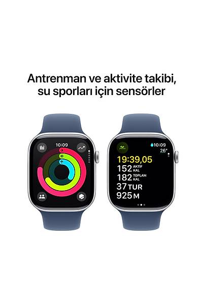 Apple Watch Series 10 Gps 46MM Silver Aluminium Case With Denim Sport Band - S/M MWWL3TU/A