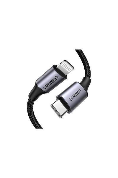Ugreen, Mfi Lisanslı USB-C & Lightning Hızlı Şarj ve Data Kablosu, 1 Metre, Siyah, 60759