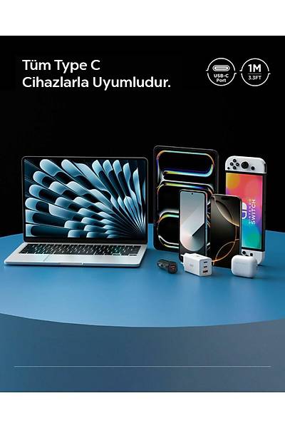 Spigen Essential 1M USB-C to USB-C 60W Kablo ACA08717 Beyaz