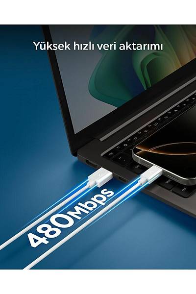 Spigen Essential 1M USB-A to USB-C 60W Kablo ACA08715 Beyaz