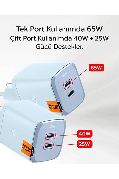 Spigen ArcStation Pro 65W H�zl� �arj Adapt�r� Sierra Blue  PE2204EU - ACH05165