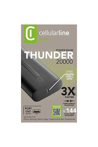 CellularLine Thunder 20000 mah Powerbank Siyah (Resmi Distribütör Garantili)