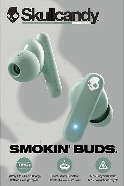 Skullcandy Smokin Buds Tws Kablosuz Kulak i Kulaklk Preppy Sage S2TAW-T989