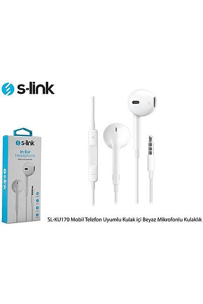 S-link SL-KU170 Kulak Ýçi Mikrofonlu Kulaklýk Beyaz