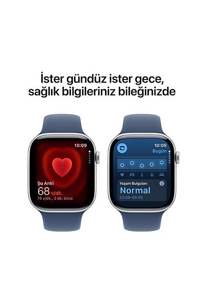 Apple Watch Series 10 Gps 46MM Silver Aluminium Case With Denim Sport Band - S/M MWWL3TU/A