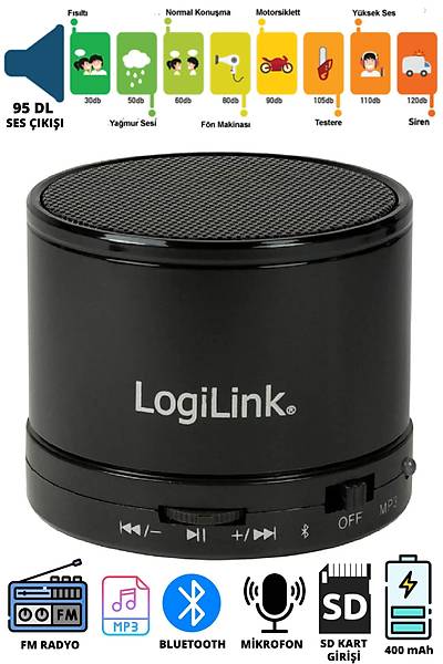 LogiLink SP0051 Bluetooth Hoparl�r Speaker With Mp3 Player Siyah