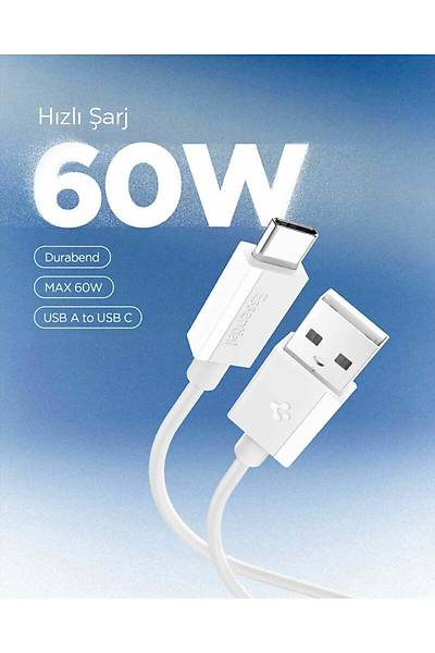 Spigen Essential 1M USB-A to USB-C 60W Kablo ACA08715 Beyaz