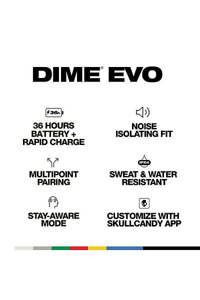 Skullcandy Dime Evo Kablosuz Bluetooth Kulaklk Siyah S2DTW-S740