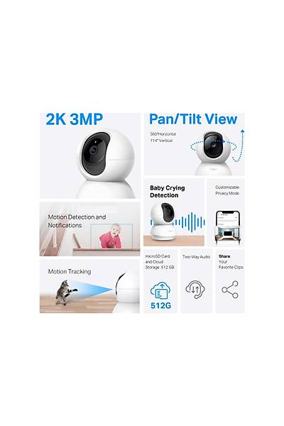 TP-Link Tapo TC71 2K Gece G�r��l� Wi-Fi Kamera