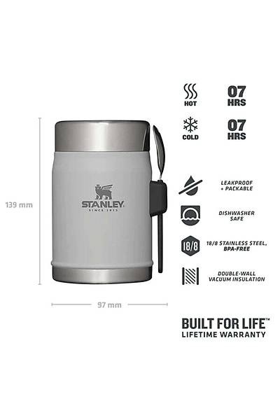 Stanley Klasik Paslanmaz elik Yemek Termosu Kakl 0,40 lt Koyu Beyaz 