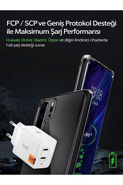 Spigen Essential Wall Charger 47W Usb-C Hzl arj Adaptr Beyaz-ACH08707