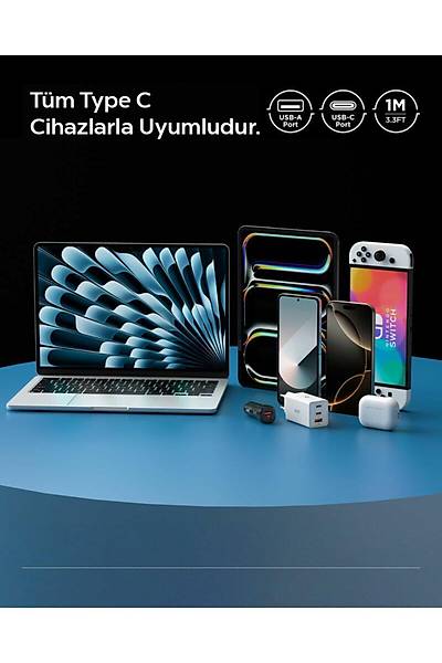 Spigen Essential 1M USB-A to USB-C 60W Kablo ACA08715 Beyaz