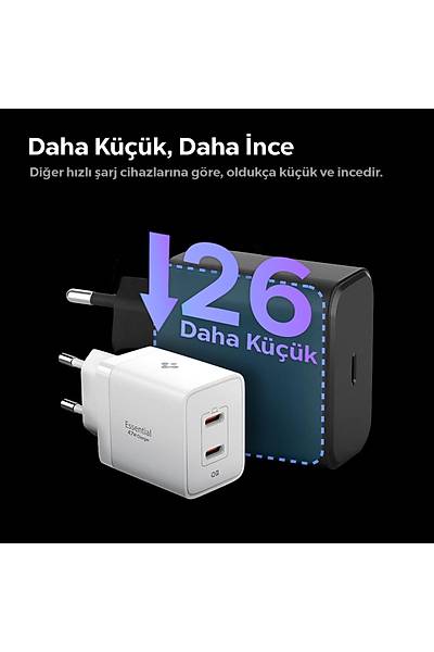 Spigen Essential Wall Charger 47W Usb-C Hzl arj Adaptr Beyaz-ACH08707