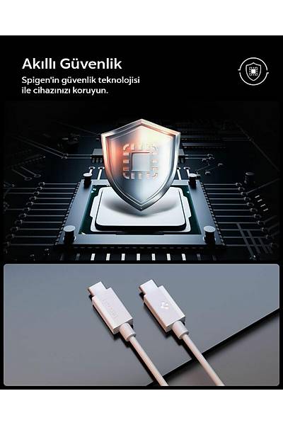Spigen Essential 1M USB-C to USB-C 60W Kablo ACA08717 Beyaz