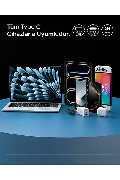 Spigen Essential 2M USB-A to USB-C 60W Kablo ACA08716 Beyaz