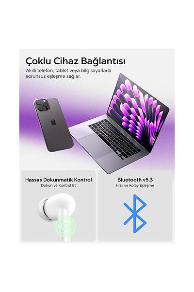 Spigen Audio SA-TW S10 Anc Kablosuz Tws Kulaklk Beyaz ASD07962