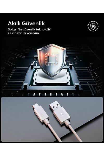 Spigen Essential 2M USB-A to USB-C 60W Kablo ACA08716 Beyaz
