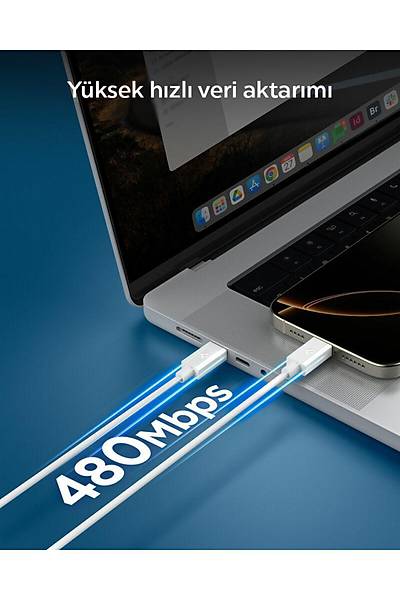 Spigen Essential 1M USB-C to USB-C 60W Kablo ACA08717 Beyaz