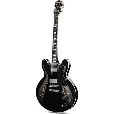 Donner DJP-1000 Semi-Hollow Elektro Gitar (Siyah)